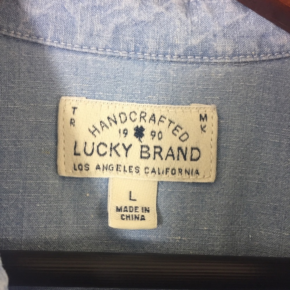 Lucky Brand Chambray Button Up Shirt L - Picture 3 of 8